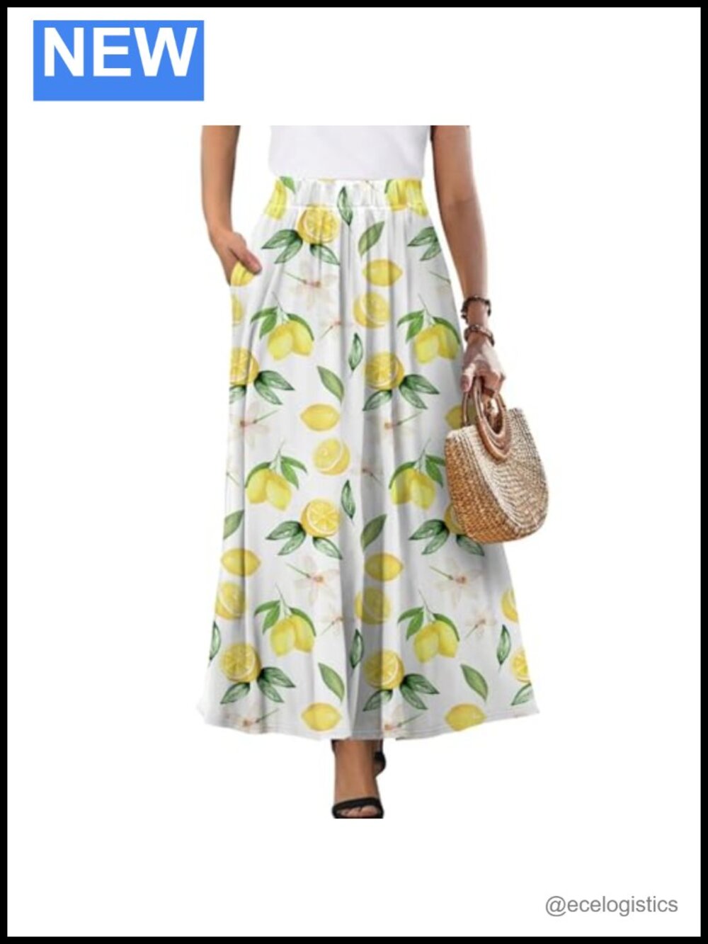 Women's High Waist Maxi Skirt A-Line Flowy Long Polyester Pull On Pockets